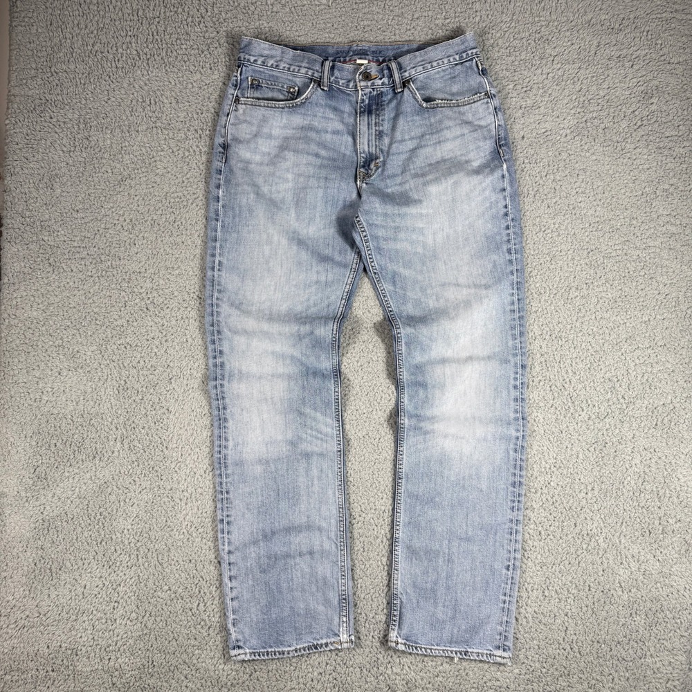 Banana Republic Indigo Straight Jeans‎ Mens 33x34 Light Wash Blue Cotton